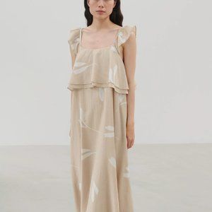 Skall Studio Uma Dress Seville Printed Sleeveless Layer Maxi Cream White M/38